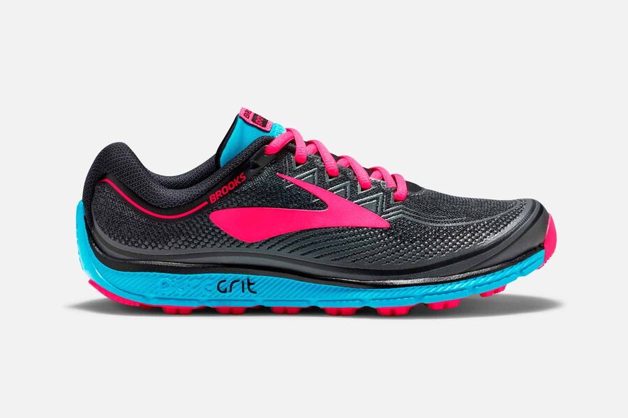 Brooks PureGrit 6 Womens UK - Trail Running Shoes - Black/Rose 376-MNGCAR